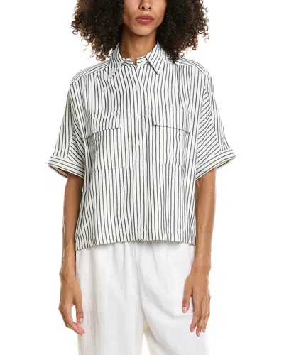 Max Studio Collared Short Sleeve Shirt In Gray