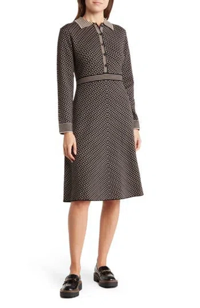 Max Studio Collared Sweater Dress In Black