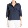 Max Studio Collared Textured Shirt In Blue