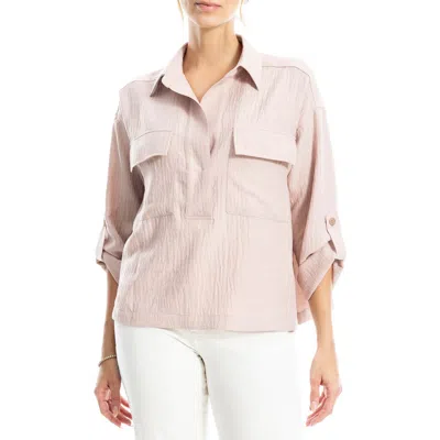 Max Studio Collared Textured Shirt In Mauve