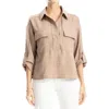 Max Studio Collared Textured Shirt In Neutral