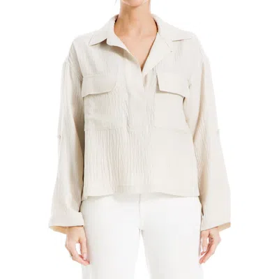 Max Studio Collared Textured Shirt In Oatmeal