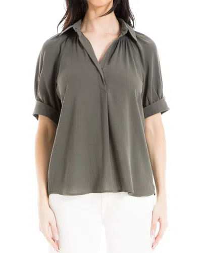 Max Studio Collared Top In Green