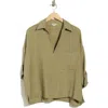 Max Studio Collared Woven Top In Gray