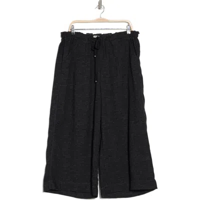 Max Studio Contrast Stitch Heather Crop Pants In Black/white