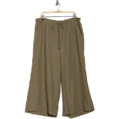 Max Studio Contrast Stitch Heather Crop Pants In Green