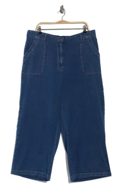 Max Studio Cotton Piqué Crop Wide Leg Pants