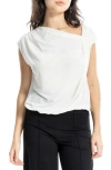 Max Studio Cowl Neck Cap Sleeve Draped Top In Ivory