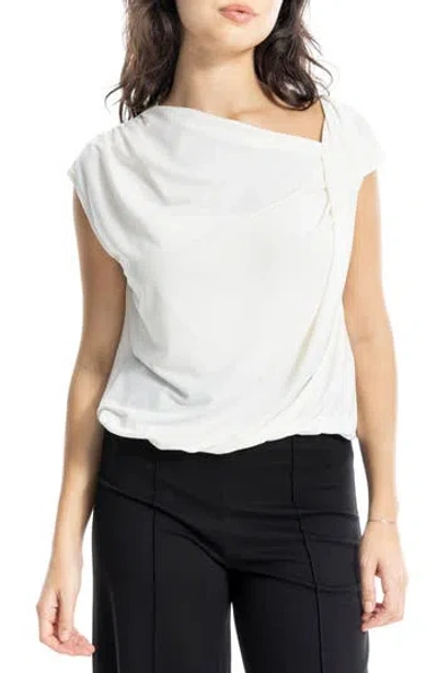 Max Studio Cowl Neck Cap Sleeve Draped Top In Ivory