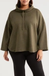 Max Studio Cowl Neck Soft Waffle Knit Top In Army