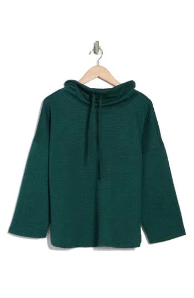 Max Studio Cowl Neck Soft Waffle Knit Top In Deep Petrol