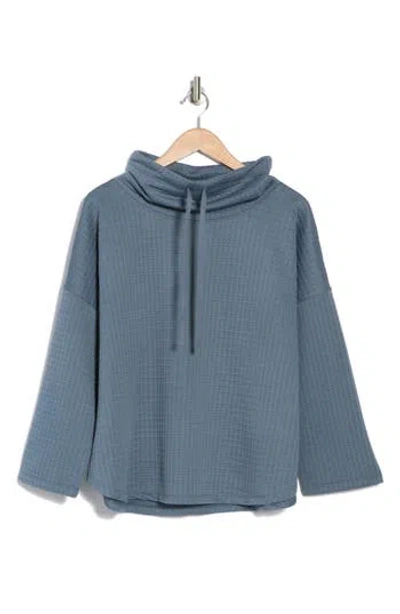 Max Studio Cowl Neck Soft Waffle Knit Top In Flint