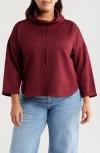 Max Studio Cowl Neck Soft Waffle Knit Top In Oxblood