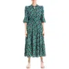 Max Studio Crepe 3/4 Sleeve Button Front Maxi Dress In Black/green Paisley Flourish