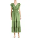 Max Studio Pebble Crepe Flutter Sleeve Maxi Dress