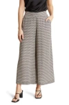 Max Studio Crepe Wide Leg Pants In Black/ivory Daisy Grid