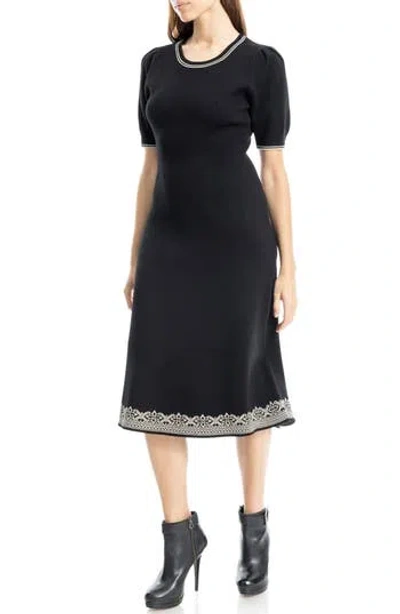 Max Studio Crewneck Sweater Dress In Black