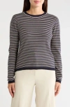 Max Studio Crewneck Sweater In Navy / Bone Stripe