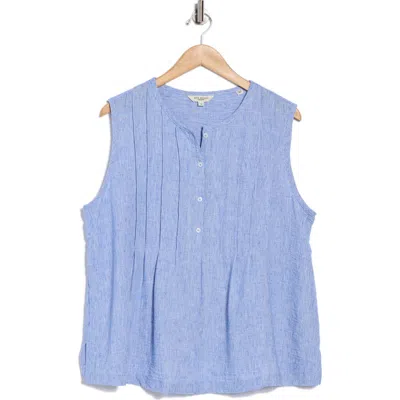 Max Studio Crinkle Pintuck Top In Blue