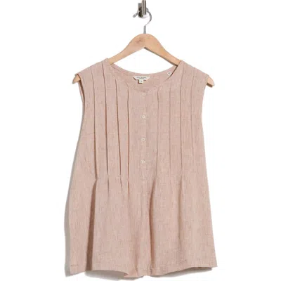 Max Studio Crinkle Pintuck Top In Neutral