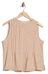 Max Studio Crinkle Pintuck Top In Brown