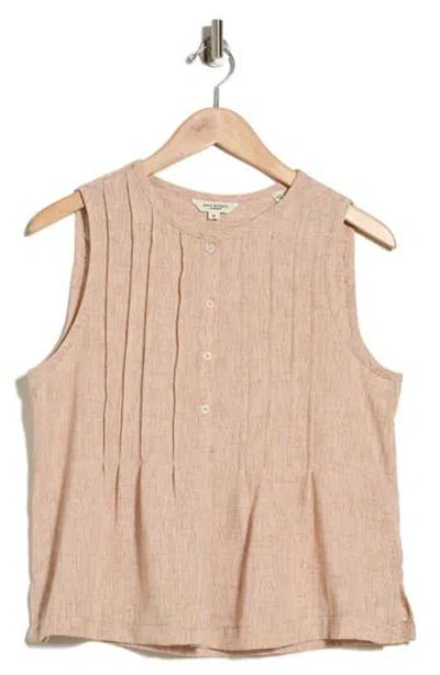 Max Studio Crinkle Pintuck Top In Brown