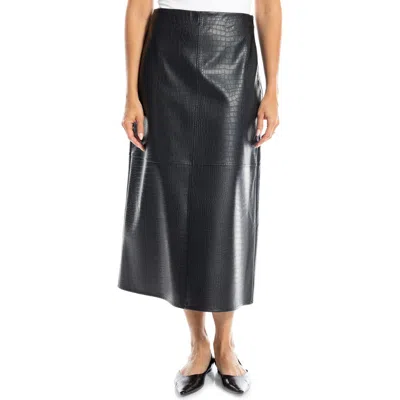 Max Studio Croc-embossed Faux Leather Pencil Skirt In Black