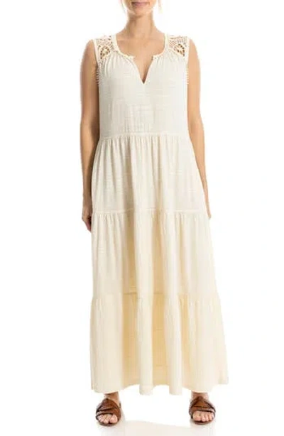 Max Studio Crochet Trim Tiered Maxi Dress In White
