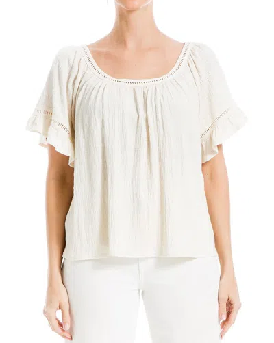 Max Studio Crochet Trim Top In White