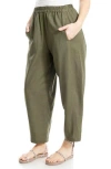 Max Studio Crop Linen Blend Barrel Leg Pants