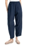 Max Studio Crop Linen Blend Barrel Leg Pants In Blue