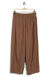 Max Studio Crop Linen Blend Barrel Leg Pants In Brown
