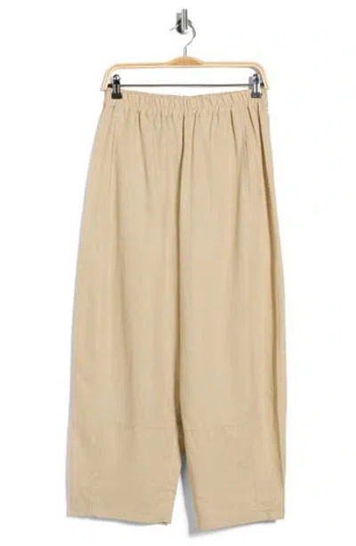 Max Studio Crop Linen Blend Barrel Leg Pants In Neutral
