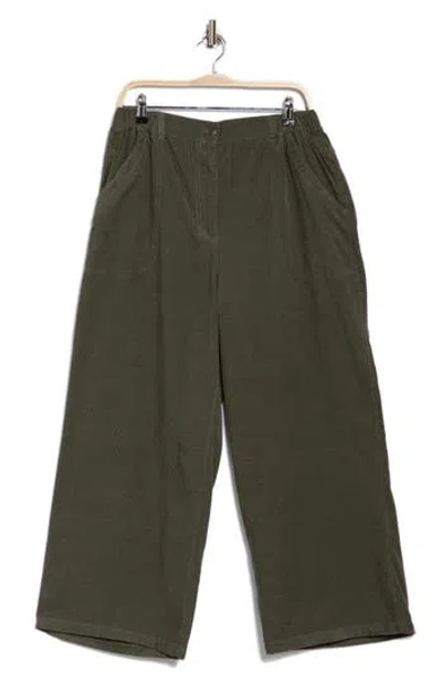 Max Studio Crop Wide Leg Corduroy Pants In Army