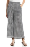 Max Studio Crop Wide Leg Crepe Pants In Gray