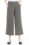 Max Studio Crop Wide Leg Crepe Pants In Black Cream Stripe