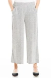 Max Studio Crop Wide Leg Crepe Pants In Cream Black Stripe