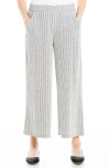 Max Studio Crop Wide Leg Crepe Pants In Crm/ Blk Stripe Dash