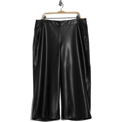 Max Studio Crop Wide Leg Faux Leather Pants In Black