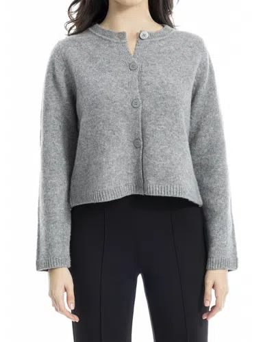 Max Studio Cropped Button Front Cardigan In Gray