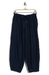 Max Studio Cropped Drawstring Pants In Blue