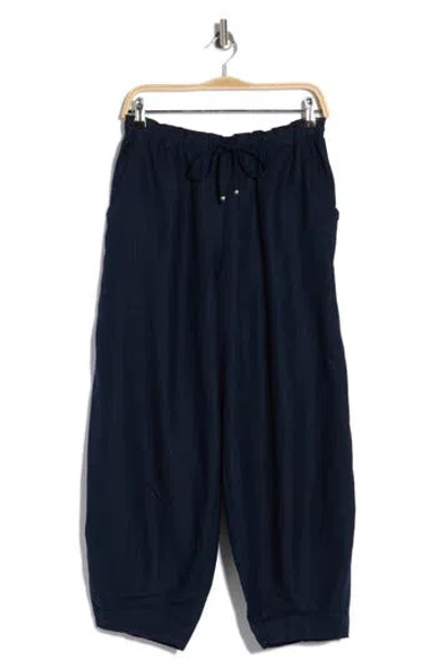 Max Studio Cropped Drawstring Pants In Blue
