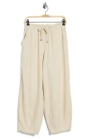 Max Studio Cropped Drawstring Pants In Neutral
