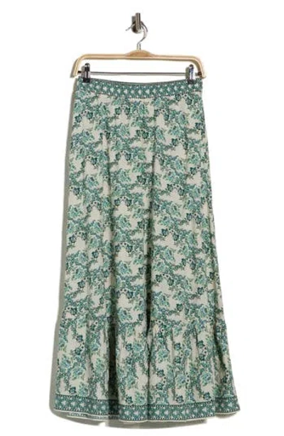 Max Studio Crosshatch Flounce Border Print Skirt In Multi