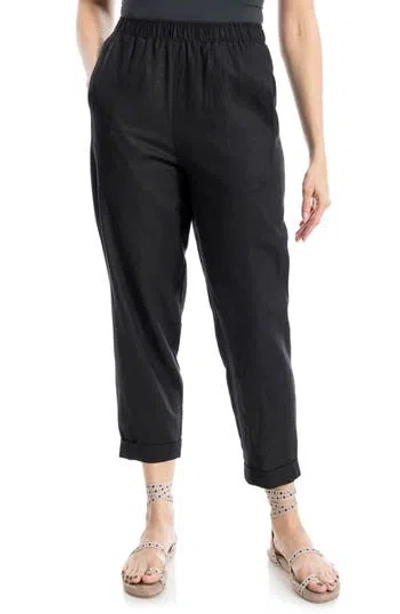 Max Studio Cuffed Crop Linen Blend Barrel Leg Pants