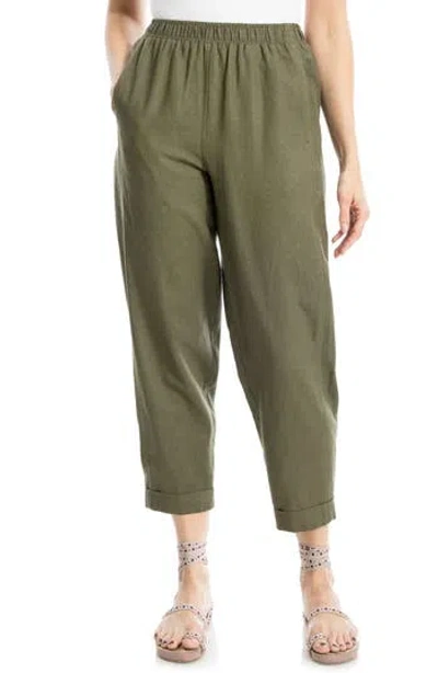 Max Studio Cuffed Crop Linen Blend Barrel Leg Pants