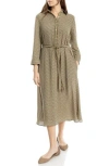 Max Studio Cuffed Sleeve Midi Shirtdress