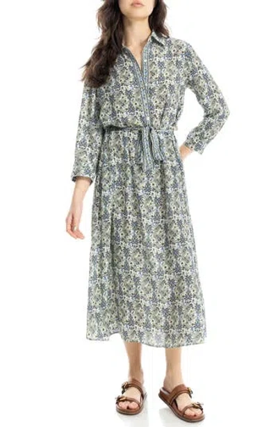 Max Studio Cuffed Sleeve Midi Shirtdress In Gray