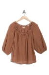 Max Studio Cutout Top In Brown