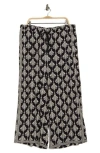 Max Studio Deco Wide Leg Pants In Black/cream Smalldeco Stamps